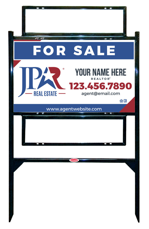 Angle Iron Frame w 2 Rider Inserts and Agent Name Sign Panel Unit, 18h x 30