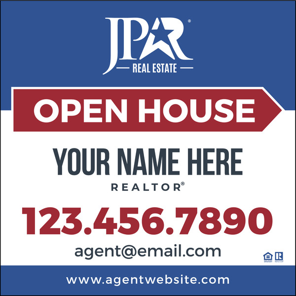 Directional Agent Open House Sign Panel, 24h x 24w, 4mm Corrugated Plastic
