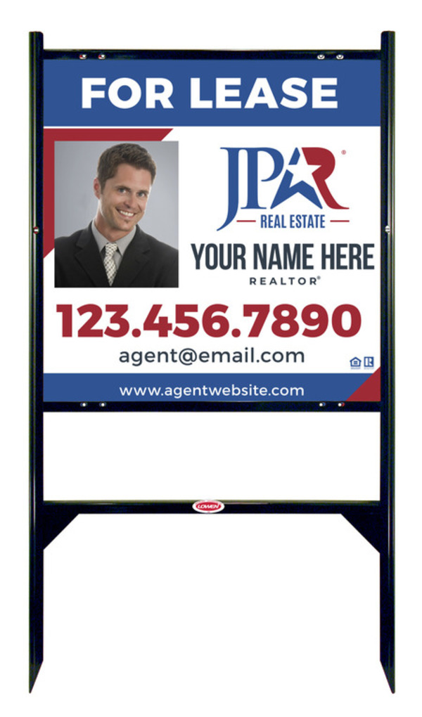 Angle Iron Frame with One Rider Insert and Agent Photo Sign Panel Unit, 24h x 24w