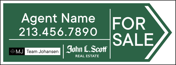 Directional  Agent Name w Team Logo For Sale Sign Panel, 9h x 24w, 4mm Corrugated plastic