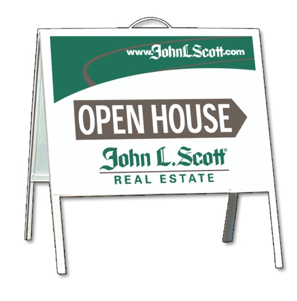 Angle Iron A-Frame and open house sign panel unit, .050 polyethylene 18h x 24w