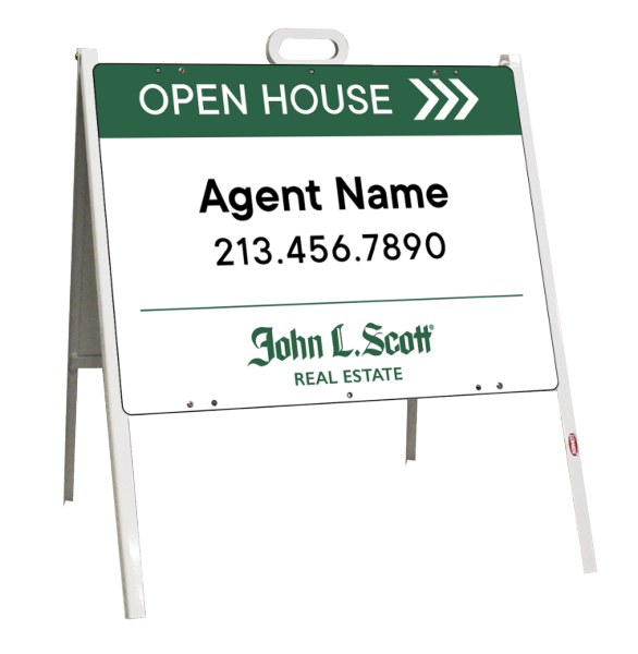 Angle Iron A-Frame and Agent Open House sign panel unit, 18h x 24w, Stee;