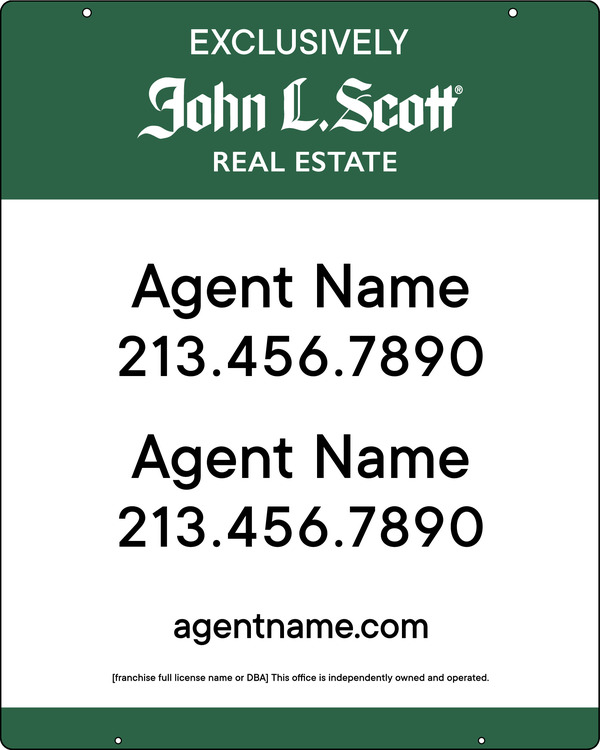 Hanging Two Agent Sign Panel,  24 GA steel 30h x 24w