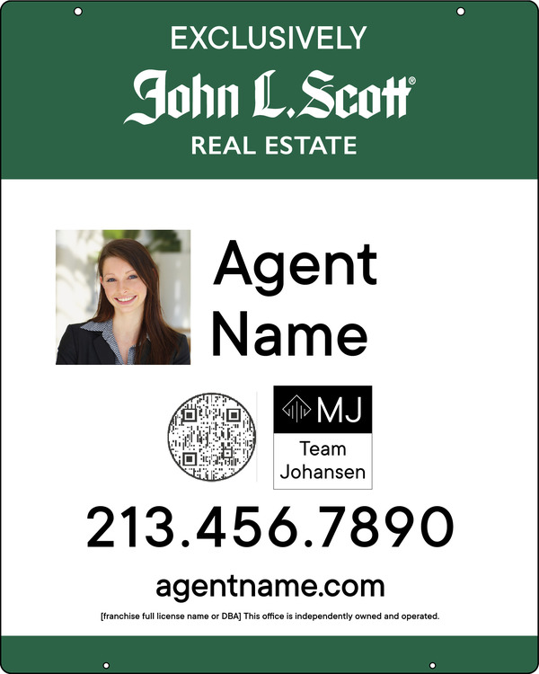Hanging Agent Photo w  QR Code &Team Logo Sign Panel, 30h x 24w, 3MM Aluminum Composite