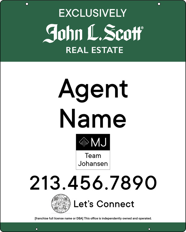 Hanging Agent  w QR Code & Team Logo Sign Panel, 30h x 24w, 3MM Aluminum Composite