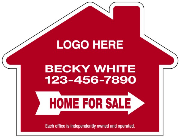 Home For Sale House Shape Sign Panel, 4mm Corrugated Plastic 18h x 24w