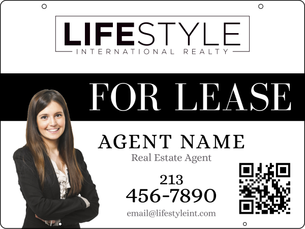 Agent Cut Out Photo w QR Code Hanging Sign Panel, 18h x 24, .063 Aluminum