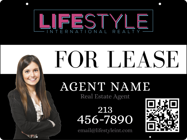 Agent Cut Out Photo w QR Code Hanging Sign Panel, 18h x 24, .063 Aluminum
