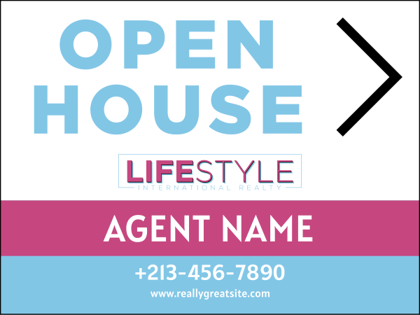 Agent Open House Sign Panel, 18h x 24w, 4mm corrugated plastic