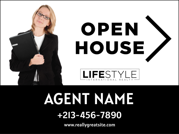 Agent Cut Out Photo Open House Sign Panel, 18h x 24w, 4mm corrugated plastic