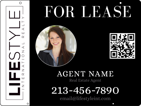 Agent Photo w QR Code Hanging Sign Panel, 18h x 24w, Steel