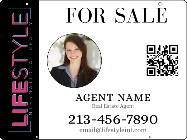 Agent Photo w QR Code Hanging Sign Panel, 18h x 24, .063 Aluminum