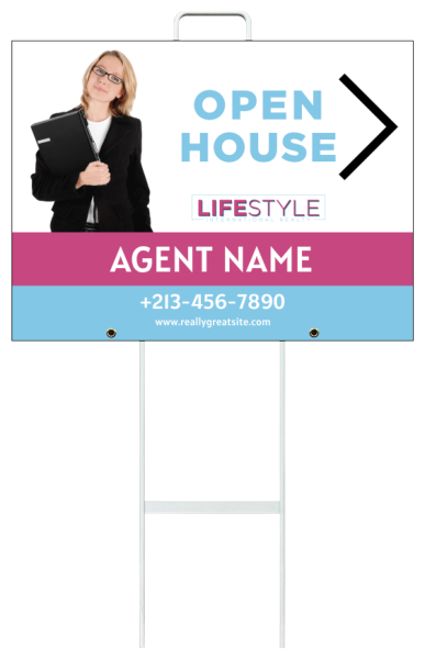 Grab and Go Agent Cut Out Photo Open House Sign Panel Unit, 18h x 24w, 4mm Corrugated