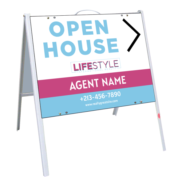 Agent Open House A-Frame and Sign Panel Unit, 18h x 24w, .050 Poly