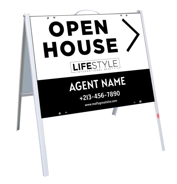 Agent Open House A-Frame and Sign Panel Unit, 18h x 24w, .050 Poly