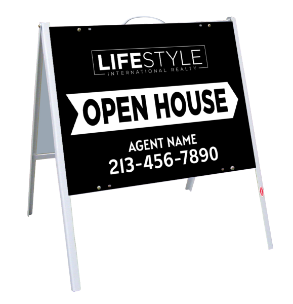 Agent Open House A-Frame and Sign Panel Unit, 18h x 24w, .050 Poly