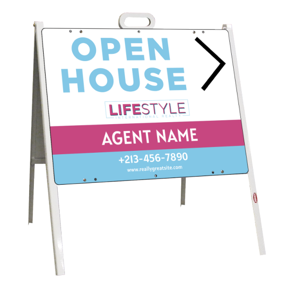 Agent Open House A-Frame and Sign Panel Unit, 18h x 24w, Steel