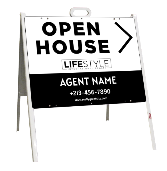 Agent Open House A-Frame and Sign Panel Unit, 18h x 24w, Steel