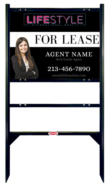 Angle Iron Frame and Agent Cut Out Photo Sign Unit w One Rider Inserts, 18h x 24w, .040 Aluminum