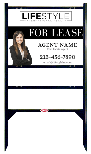 Angle Iron Frame with One Rider Insert and Agent Cut Out Photo Sign Panel Unit, 18h x 24w