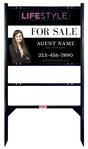 Angle Iron Frame with One Rider Insert and Agent Cut Out Photo Sign Panel Unit, 18h x 24w