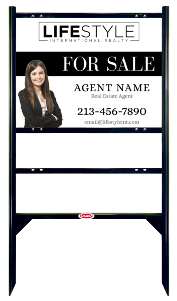 Angle Iron Frame and Agent Cut Out Photo Sign Unit w One Rider Inserts, 18h x 24w, .040 Aluminum