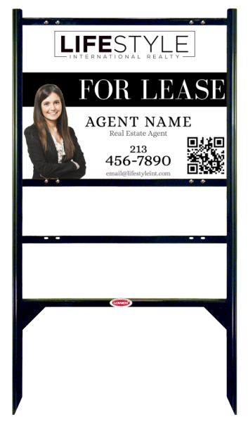 Angle Iron Frame with One Rider Insert and Agent Cut Out Photo Sign Panel Unit, 18h x 24w