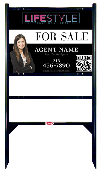 Angle Iron Frame with One Rider Insert and Agent Cut Out Photo Sign Panel Unit, 18h x 24w