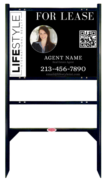 Angle Iron Frame and Agent Photo Sign Unit w One Rider Inserts, 18h x 24w, .040 Aluminum