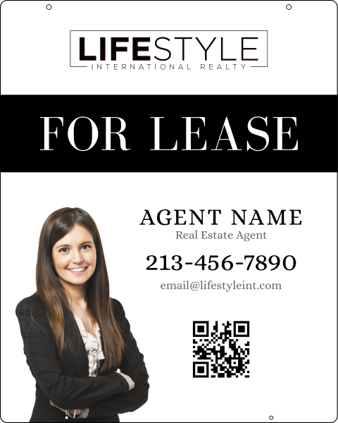 Agent Cut Out Photo w QR Code Hanging Sign Panel, 30h x 24, .063 Aluminum