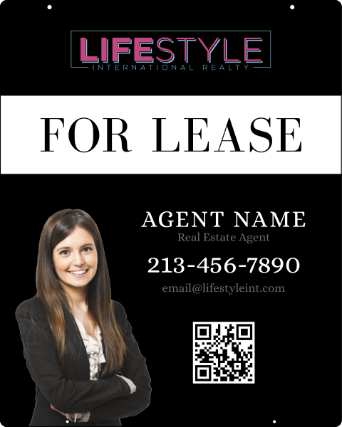 Agent Cut Out Photo w QR Code Hanging Sign Panel, 30h x 24, .063 Aluminum