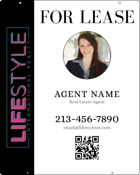 Agent Photo w QR Code Hanging Sign Panel, 30h x 24w, Steel
