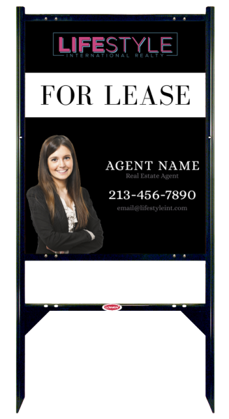 Angle Iron Frame with One Rider Insert and Agent Cut Out Photo Sign Panel Unit, 30h x 24w, Steel