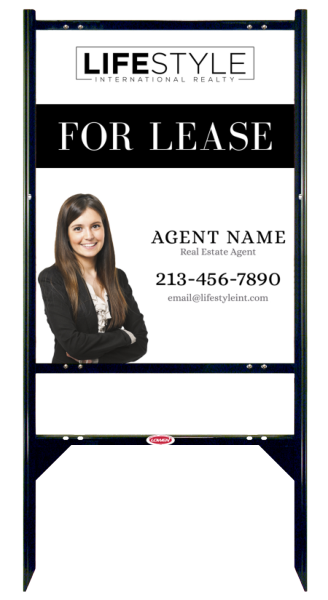 Angle Iron Frame with One Rider Insert and Agent Cut Out Photo Sign Panel Unit, 30h x 24w