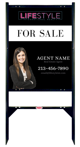 Angle Iron Frame with One Rider Insert and Agent Cut Out Photo Sign Panel Unit, 30h x 24w