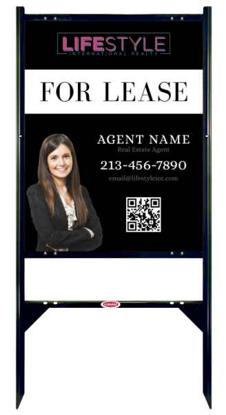 Angle Iron Frame with One Rider Insert and Agent Cut Out Photo Sign Panel Unit, 30h x 24w, Steel