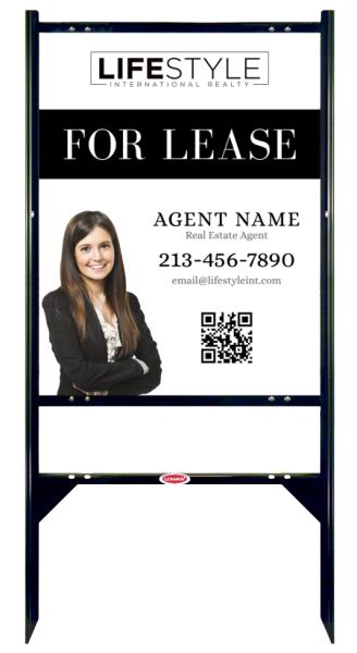 Angle Iron Frame with One Rider Insert and Agent Cut Out Photo Sign Panel Unit, 30h x 24w, Steel