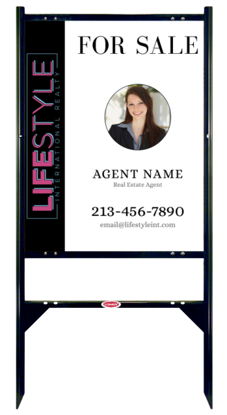 Angle Iron Frame with One Rider Insert and Agent Photo Sign Panel Unit, 30h x 24w, Steel