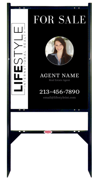 Angle Iron Frame and Agent Photo Sign Unit w One Rider Inserts, 30h x 24w, .040 Aluminum