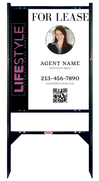 Angle Iron Frame and Agent Photo Sign Unit w One Rider Inserts, 30h x 24w, .040 Aluminum