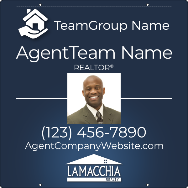 Agent Team Group Name Photo w Logo Hanging Sign Panel, 30h x 30w, 3mm Aluminum Composite