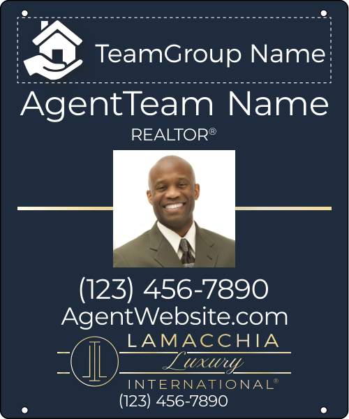 Luxury Agent Team Group Name Photo w Logo Office Name Hanging Sign Panel, 24h x 20w, 3mm Aluminum Composite