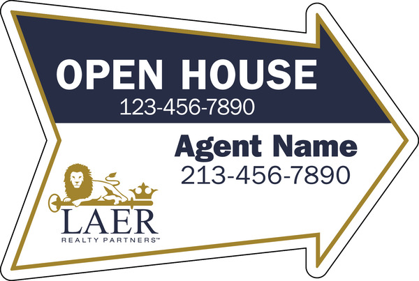 Agent Open House Arrow Shape Panel, 18h x 24w, 4mm Corrugarted Plastic