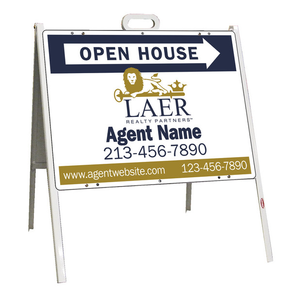 A-Frame and Agent Open House Sign Panel Unit, 18h x 24w, Steel