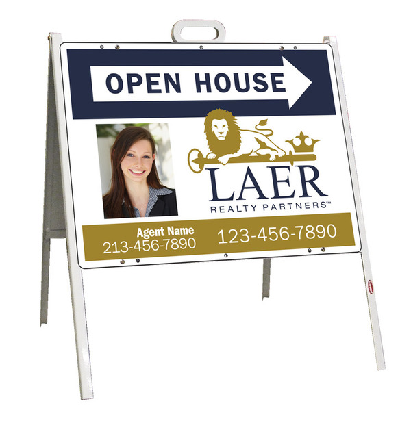 A-Frame and Agent Photo Open House Sign Panel Unit, 18h x 24w, Steel