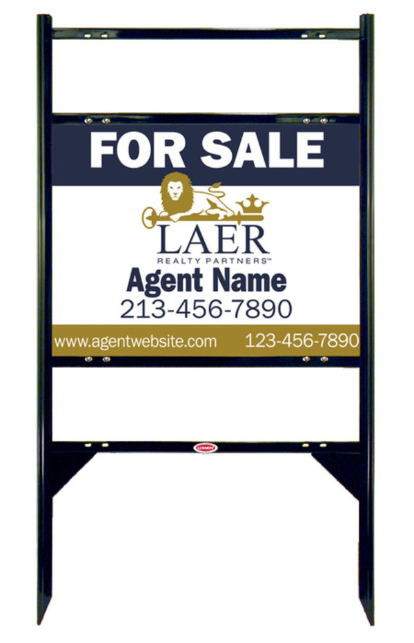 Angle Iron Frame w 2 Rider Inserts and Agent Sign Panel Unit, 18h x 24w, Steel