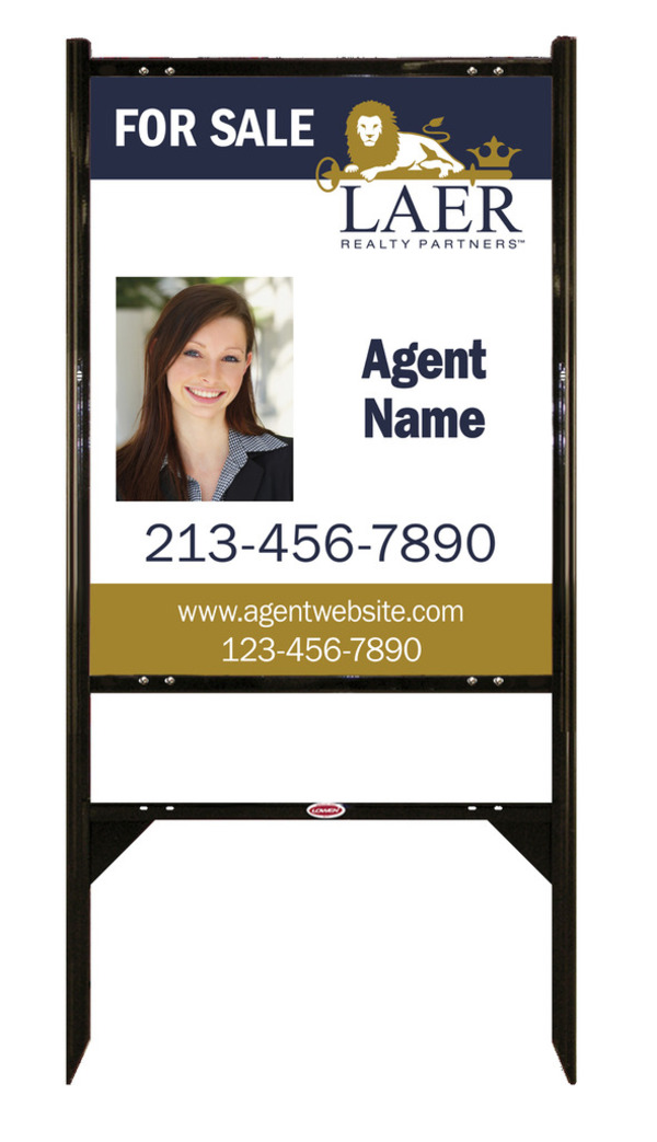 Angle Iron Frame with One Rider Insert and Agent Photo Sign Panel Unit, 30h x 24w