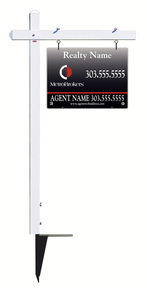 White Aluminum Sign Post and  Steel Panel, 18h x 24w