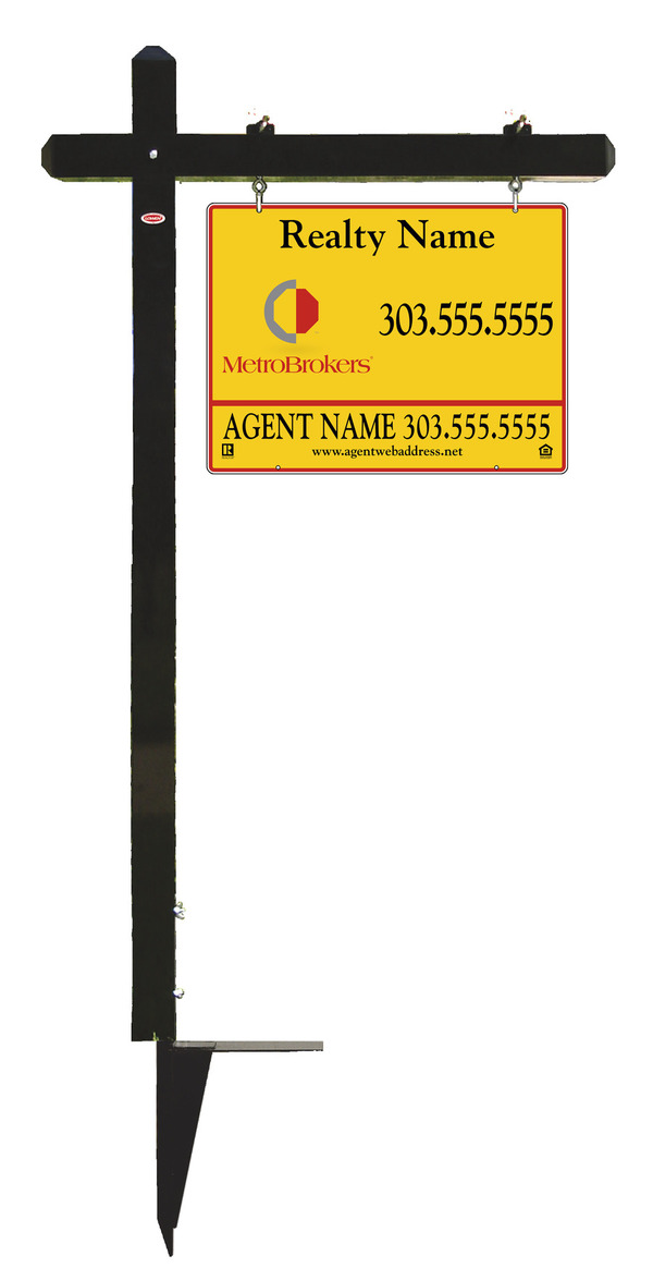 Black Aluminum Sign Post and  Steel Panel, 18h x 24w