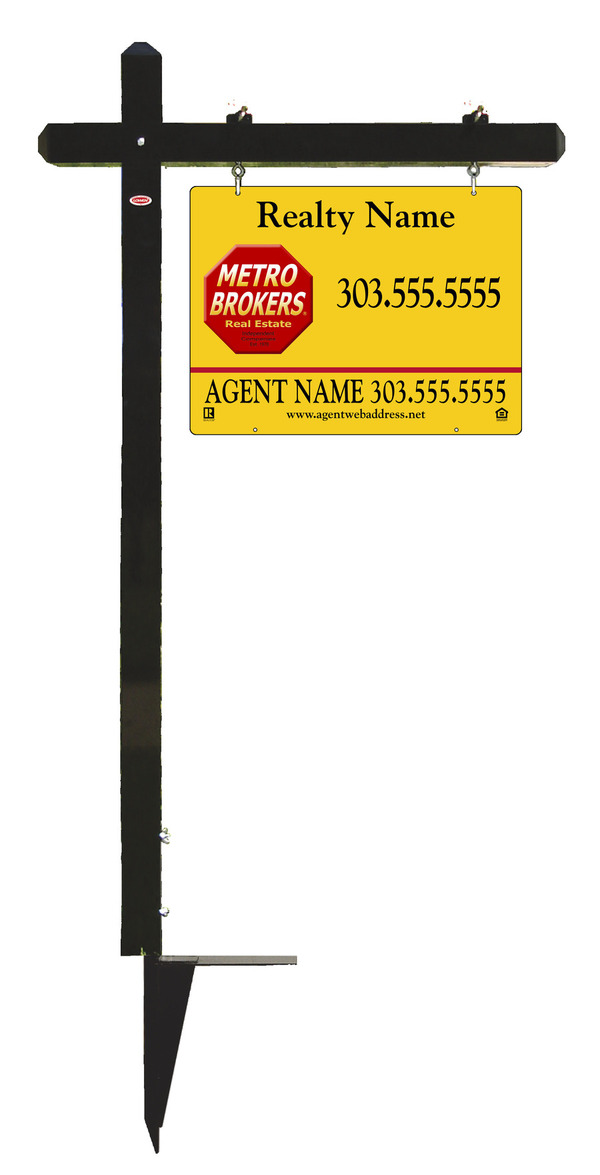 Black Aluminum Sign Post and  Steel Panel, 18h x 24w